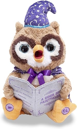 Cuddle Barn Octavius The Storytelling Owl - Juguete de peluche animado de 12 pulgadas | Ojos iluminados, movimientos de la boca y se balancea la