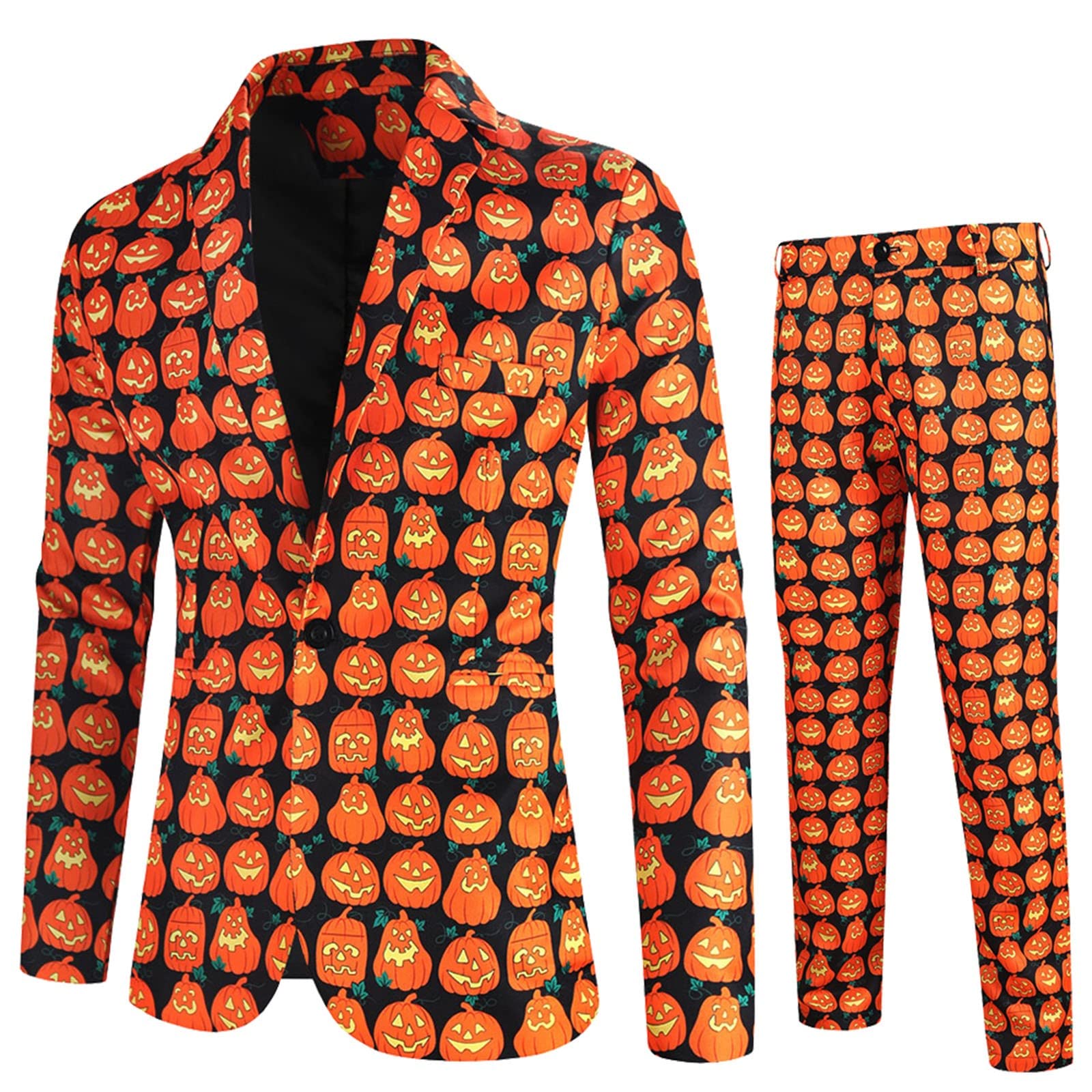 Tuta genitoriale Mens Moda Casual Modello di Halloween Stampa Vintage Suit Pantaloni Suite per gli uomini