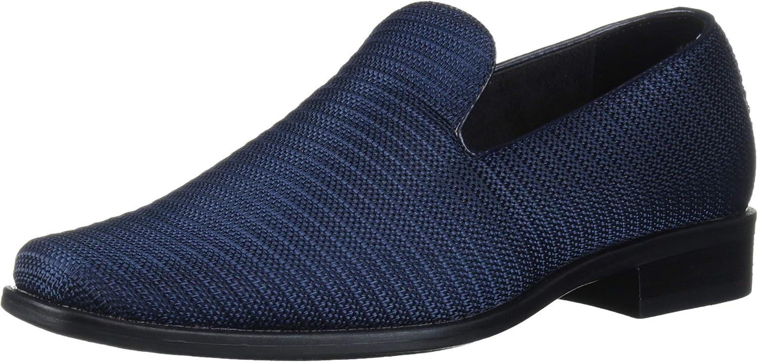 Stacy Adams Boy's Taz Plain Toe Slip-On Loafer, Navy, 12 Big Kid