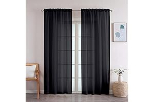 OWENIE Crushed Black Sheer Curtains: Elevate Your Space with Sophistication