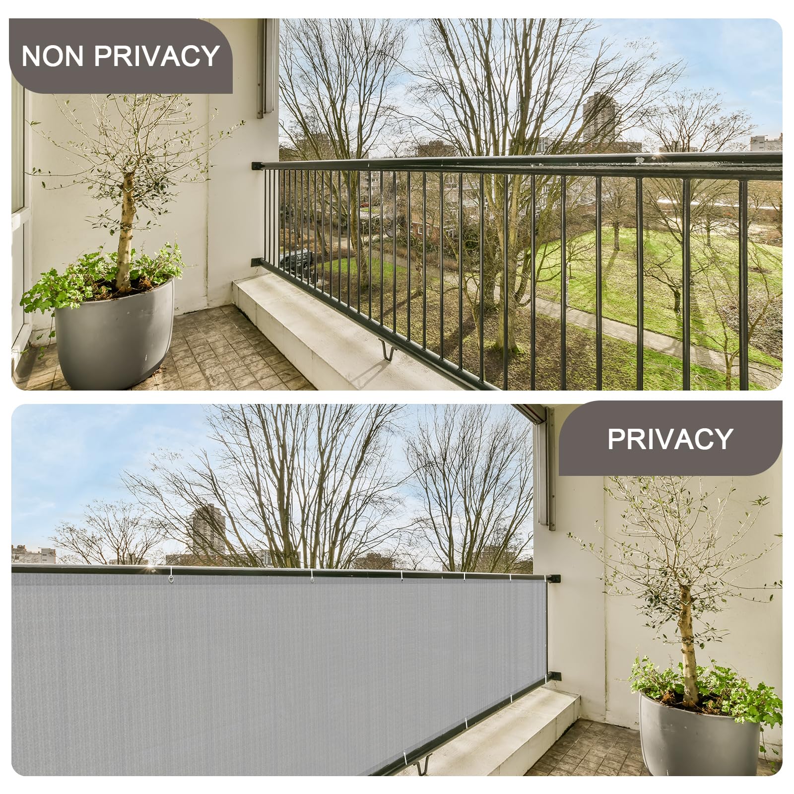 SUNNY GUARD Brise Vue Balcon 100x600cm HDPE Protection Solaire Respirabilité Gris