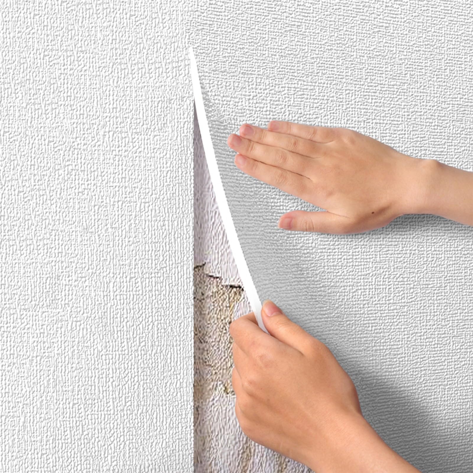 Aeovot 5mm Thick Self Adhesive Wallpaper Roll Thermal Soundproof Insulation Peel and Stick Wall Panels Linen Textured Wall Stickers Waterproof Moisture-Proof Removable Anti-Collision(White,50cmx40m) — image 1