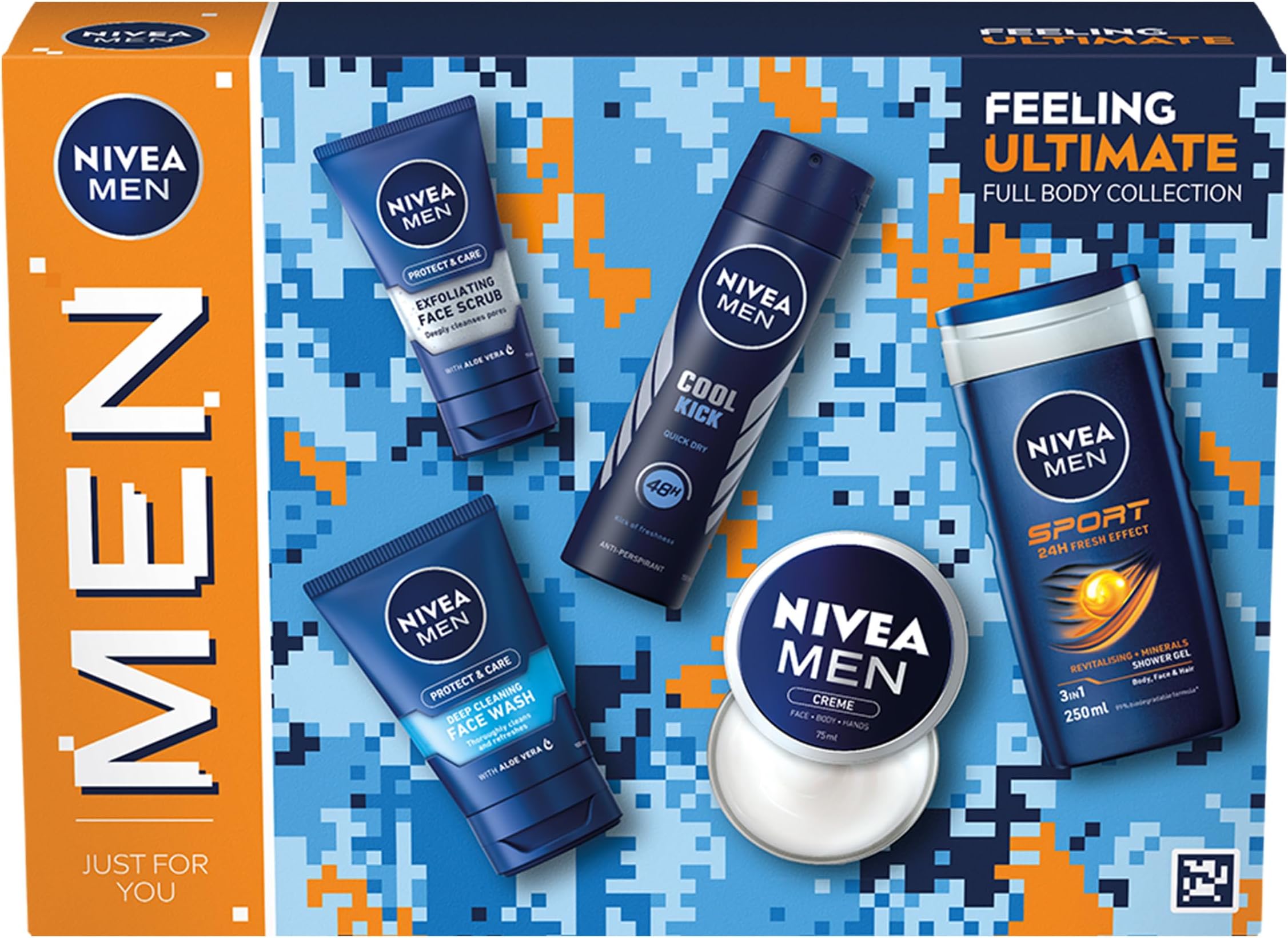 NIVEA MEN Feeling Ultimate Gift Set (5 Products), Men's Skincare Set with Shower Gel, Face Wash, Face Scrub, Moisturising Creme, and Anti-Perspirant Spray