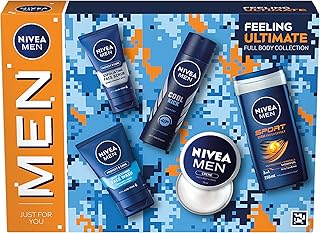 NIVEA MEN Feeling Ultimate Gift Set (5 Products), Men\'s Skincare Set with Shower Gel, Face Wash, Face Scrub, Moisturising Creme, and Anti-Perspirant Spray
