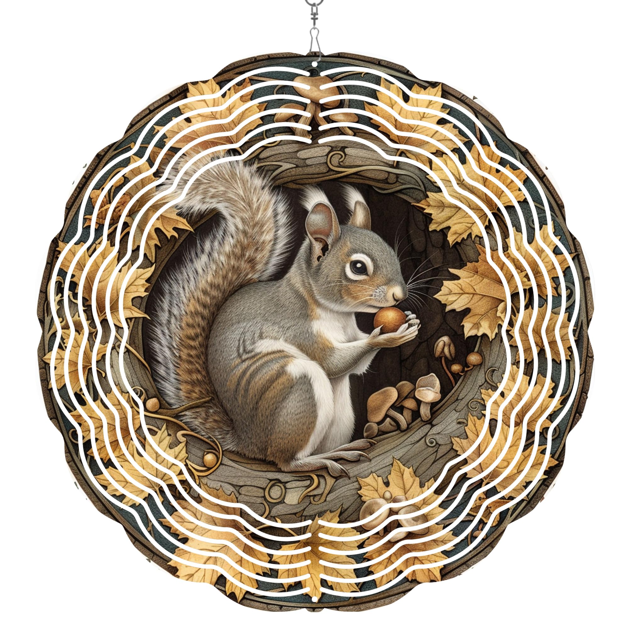 Metal Wind Spinners 3D Hanging Squirrel Wind Spinner 10Inch Metal Wind Spinners for Outdoor&Indoor Decor, Yard Art, Garden Decoration, Blue, Red