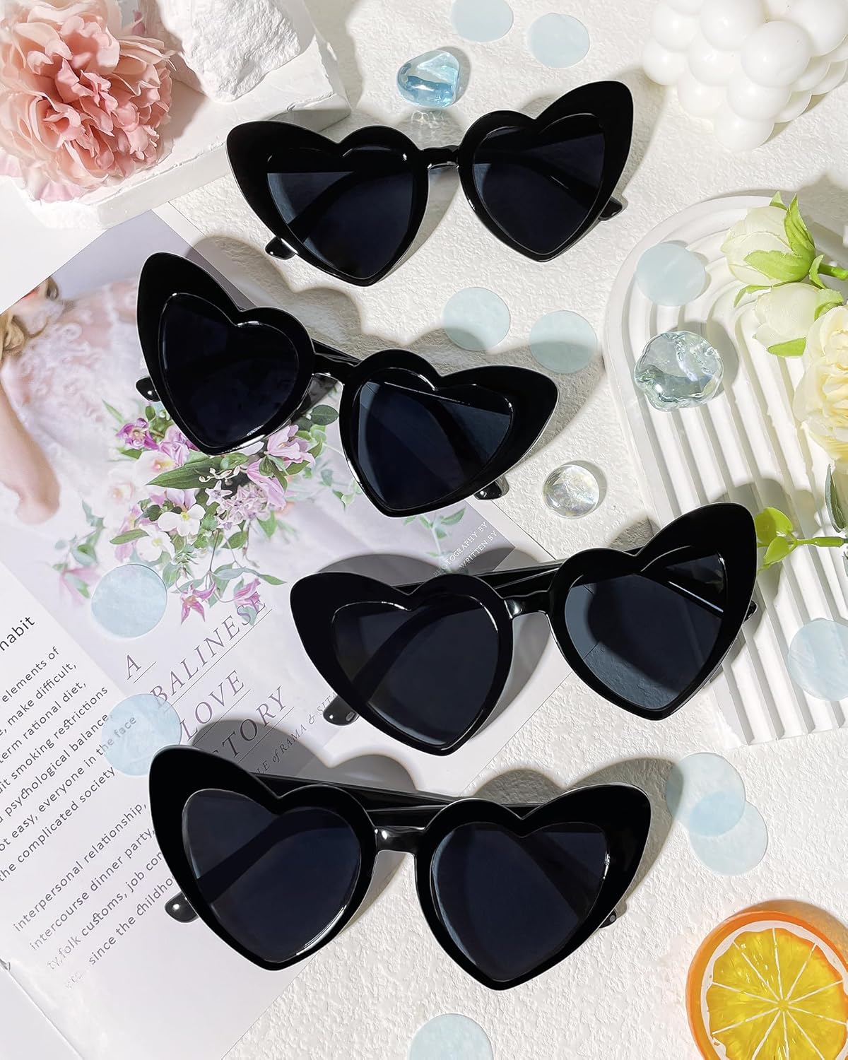 Wholesale 100 Pairs Heart Shaped Sunglasses Bulk for Women Men Wedding Party Favors for Guests Bachelorette Glasses