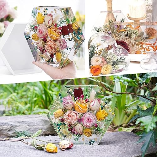 Miniatura 8 de Cayway Molde de silicona de resina grande, molde redondo de silicona, cristales de resina epoxi, moldes de silicona para preservación de flores,