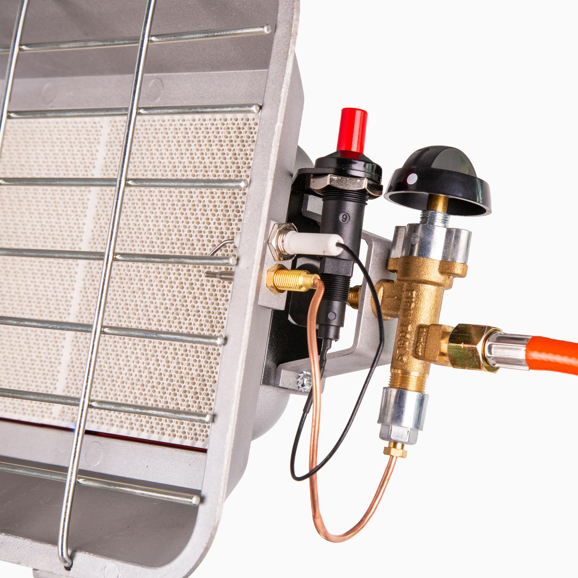 Gazcamp Heizstrahler Flaschenheizstrahler mit Piezozündung und Zündsicherung, 4,4 kW, Gas, Silber, Freistehend, für Outdoor Camping