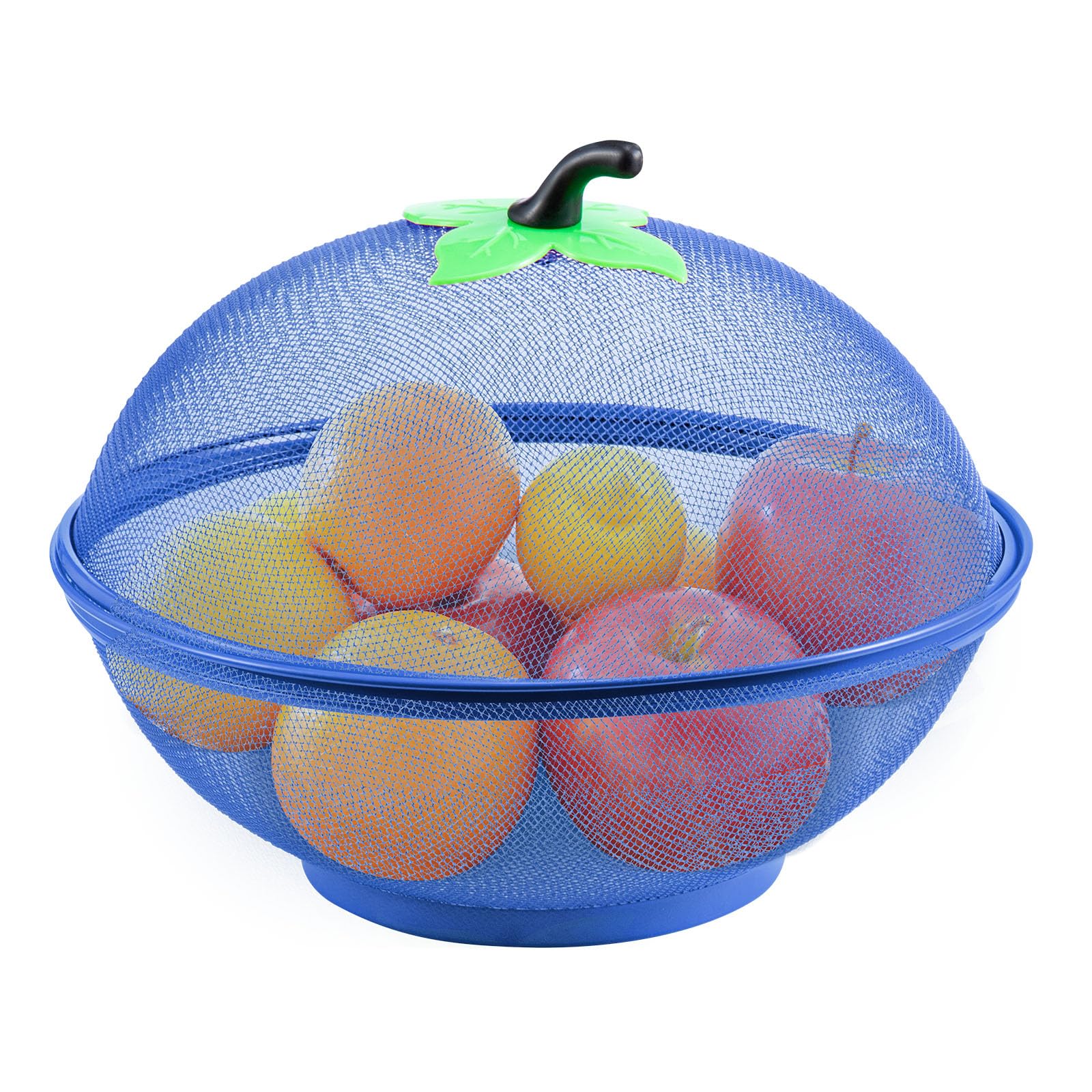 Trintion Fruits Bowl Basket Apple Shape Mesh Fruit Basket Tabletop Vegetable Holder Keep Unwanted Pets & Insects Out Decorative Fruit Basket for Fruits Vegetables Snacks (Blue)