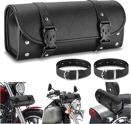 NBOMOTO Bolsa de herramientas para motocicleta, bolsa universal de piel sintética para horquilla de motocicleta, alforjas, bolsa de manubrio, bolsa
