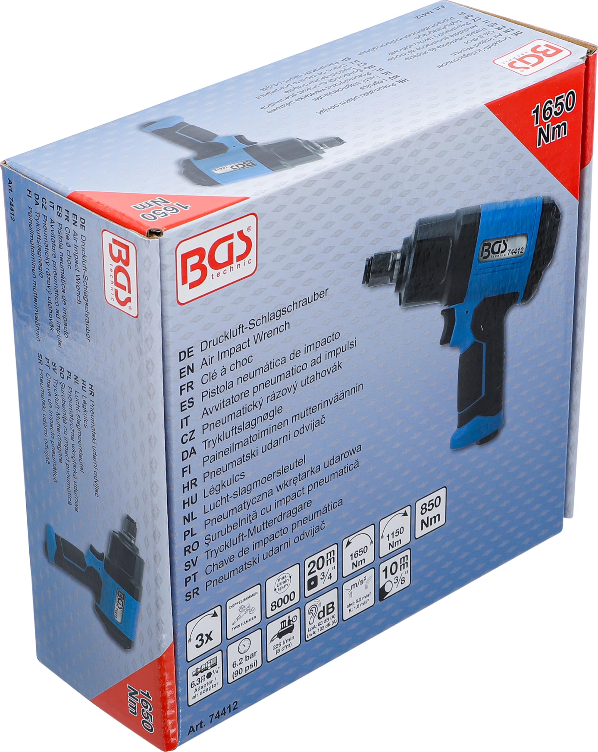 BGS 74412 | Avvitatore pneumatico ad impulsi | 20 mm (3/4") | 1650 Nm