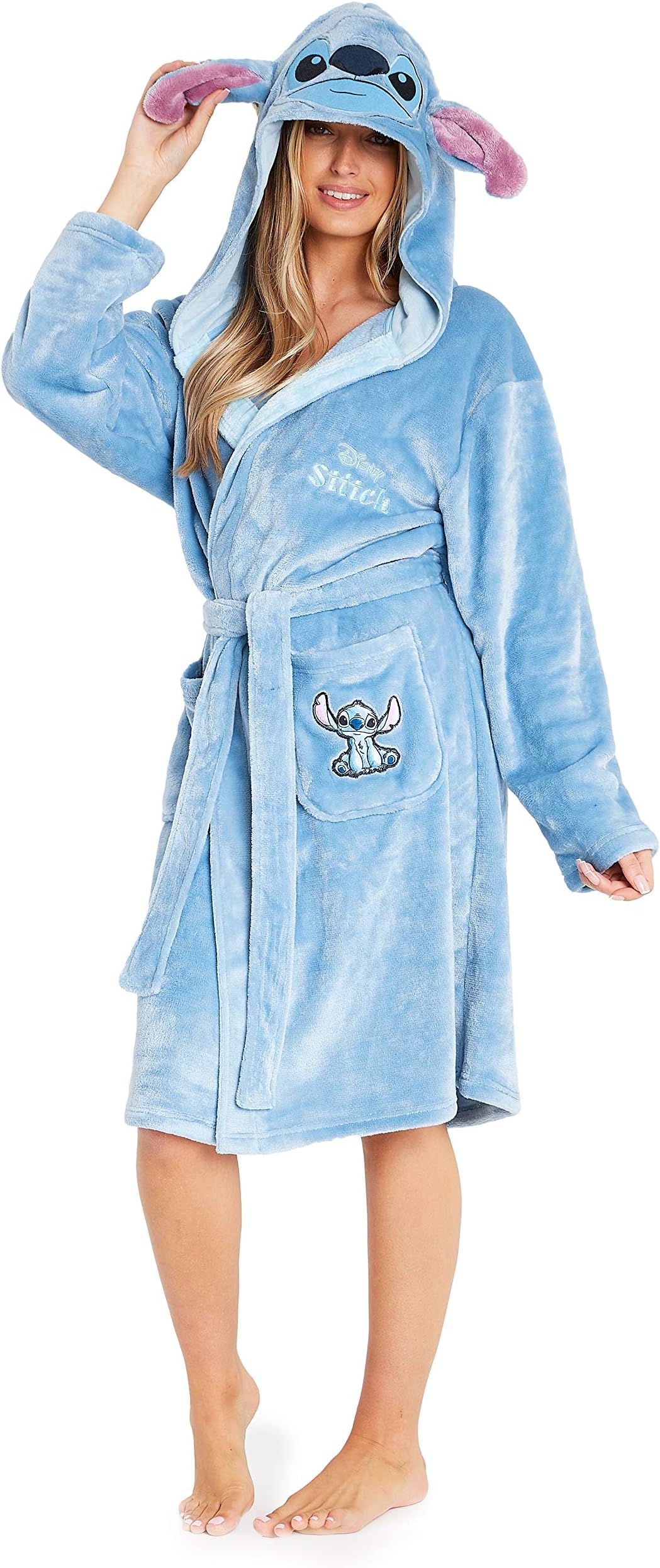 Ladies Dressing Gowns Fleece Hooded Women's Robes Stitch Disney Gifts