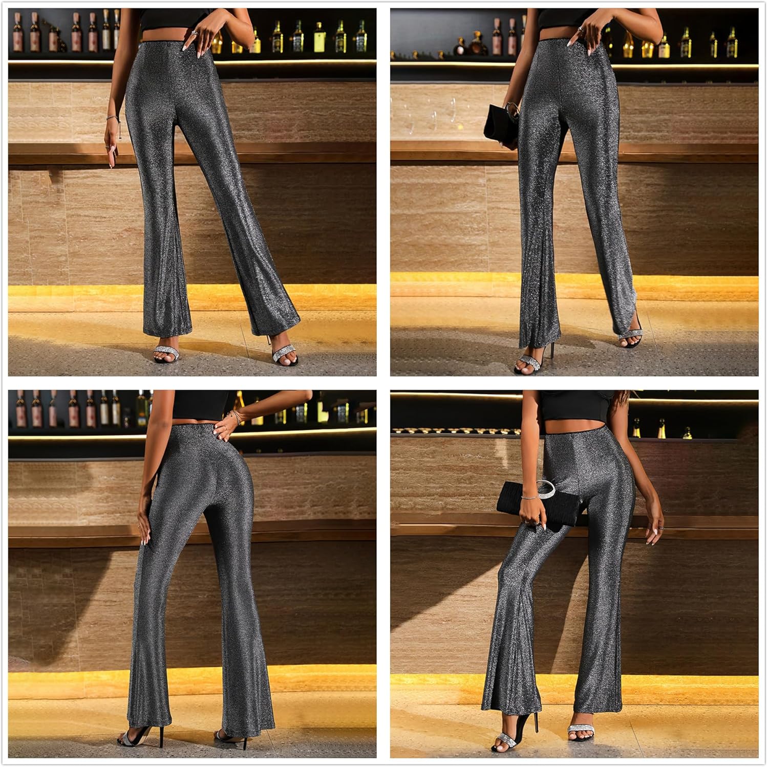 Women’s High Waist Rave Mesh Sheer Pants Flared Bell Bottom Pants for Rave Festival Dance Clubwear - Image 3