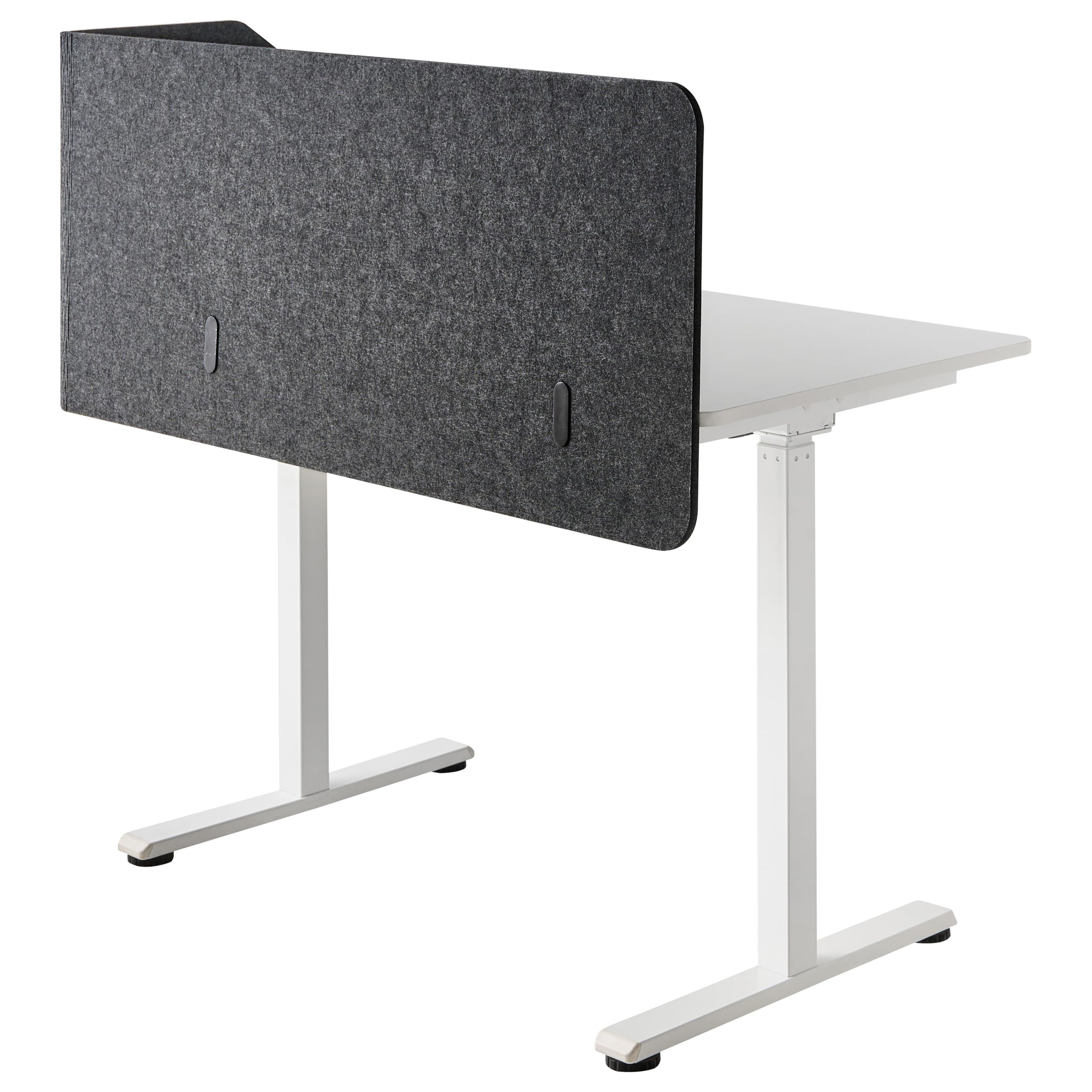 Beliani Schreibtisch Trennwand L-Form Filz Akustik Polster dunkelgrau 120 x 60 x 50 cm zum Klemmen Foldy