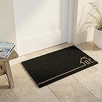 Vista 47 de Fab Habitat Felpudo extra grueso, tejido a mano, duradero, fibra de coco natural, entrada, puerta delantera, porche, patio, cursiva Hello azul