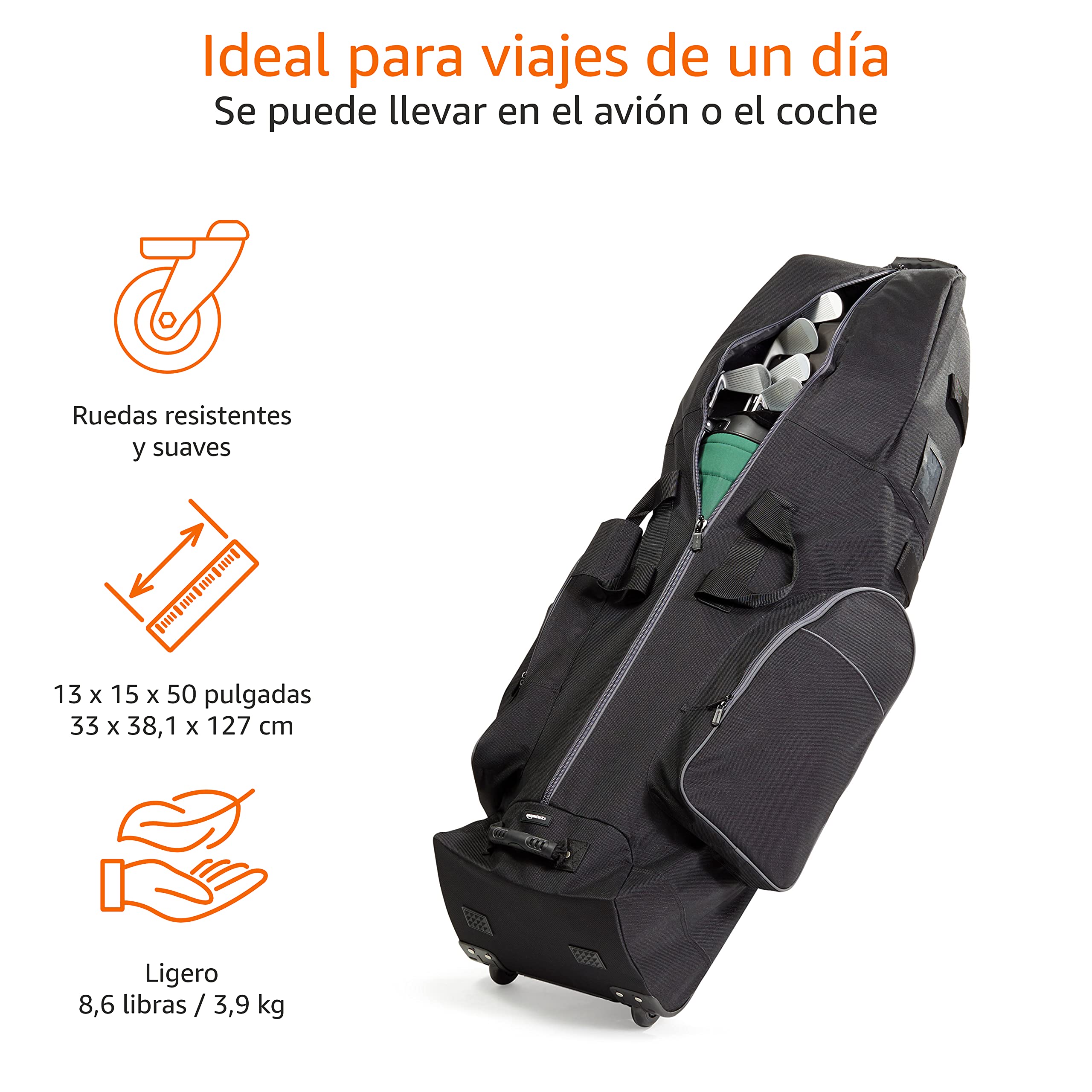 Amazon Basics - Bolsa de Transporte para Golf con Laterales Flexibles, Negro