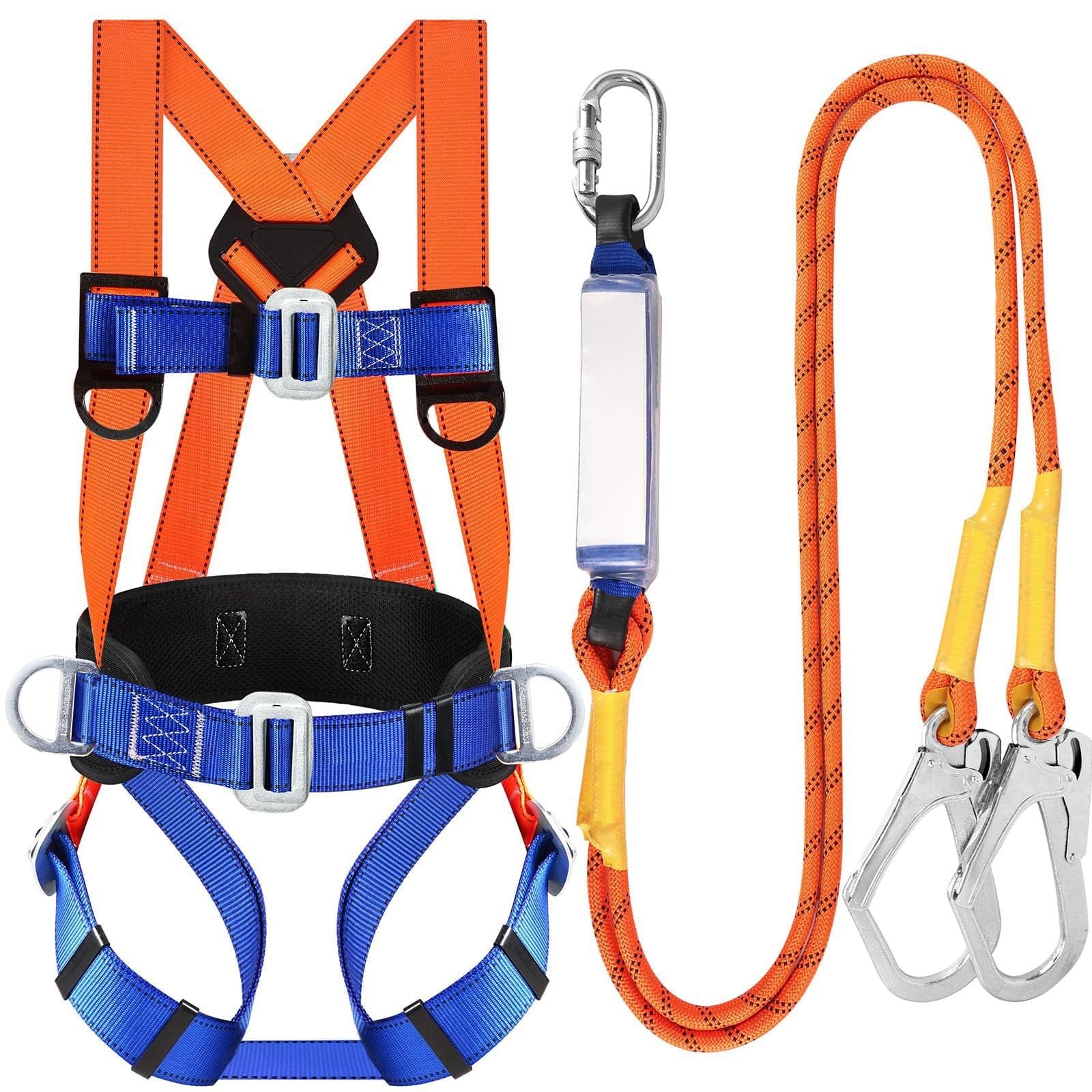 THE WHITE SHOPTHE WHITE SHOP THE WHITE SHOP Harness Fall Protection Kit: Full Body Roofing harnesses with Shock Absorbing Lanyard - Updated Comfortable Waist Pad,3M