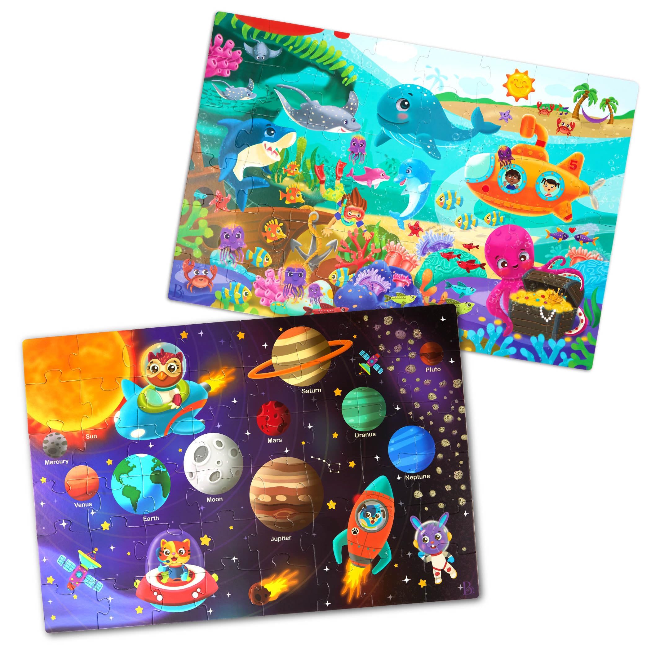 GIANT FLOOR PUZZLE ジグソーパズル　2箱セット Amazon.com: B. toys- Gigantic Jigsaw 2-Pack - Sea & Solar