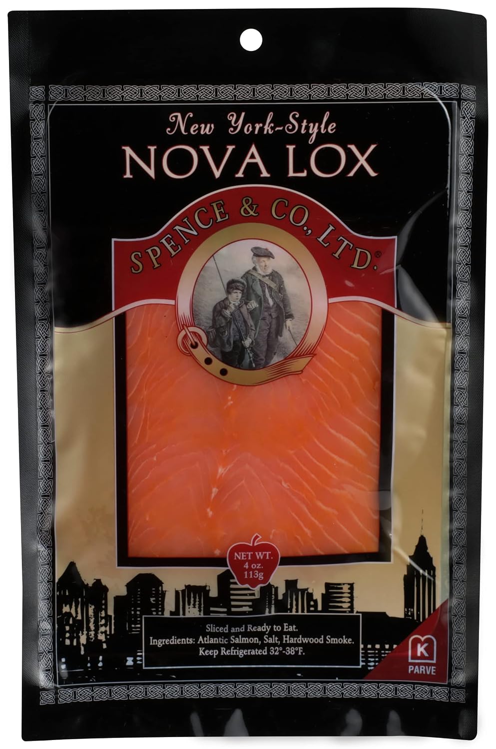 Spence & Co. Nova Lox NY Style Smoked Salmon, 4oz - Premium Oak-Smoked, Kosher Cured, Sustainable Lox