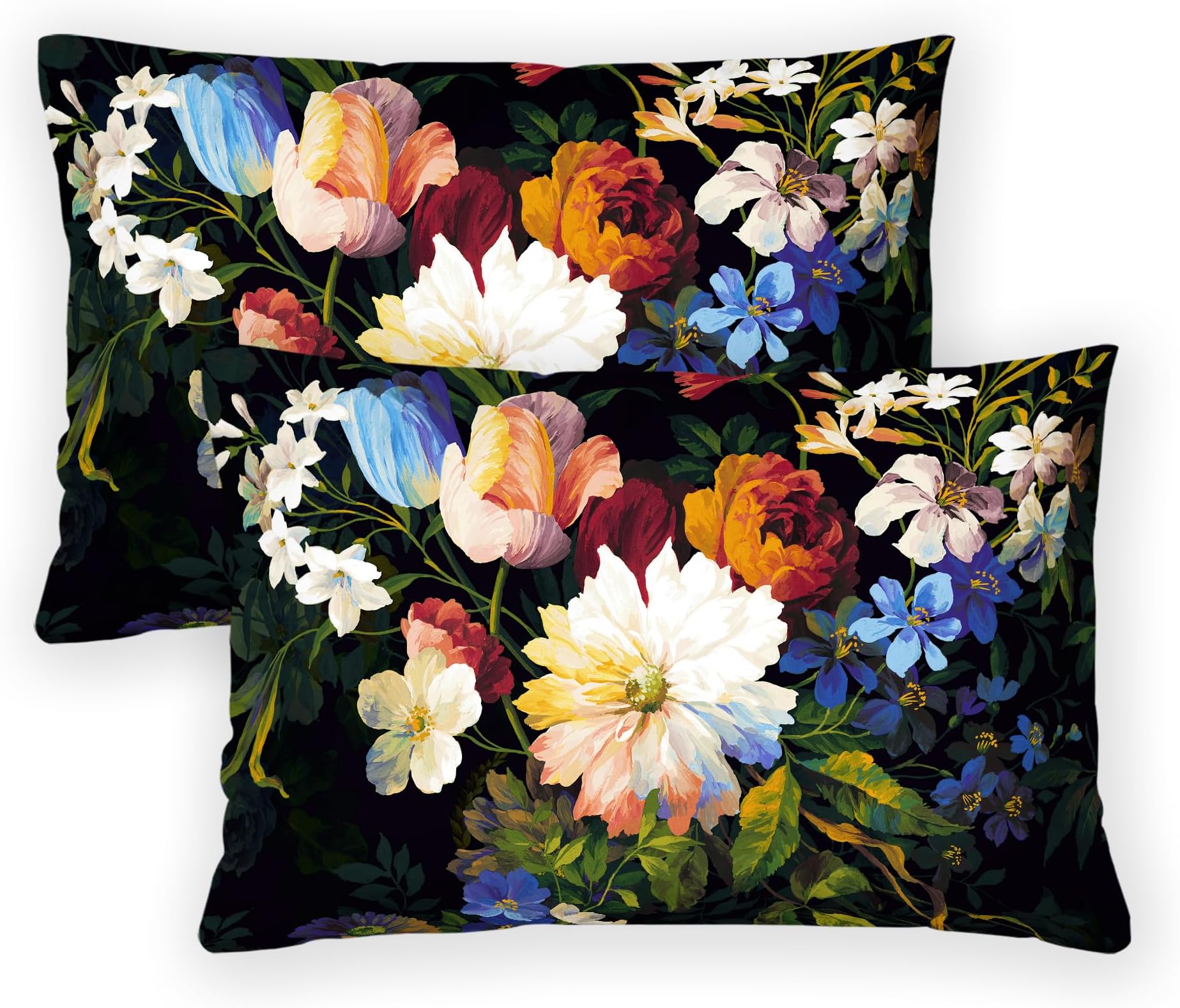 HMS Happy Memories Decorative Square Velvet Throw Lumbar Pillow Cover Cushion Cases Floral Flower Leopard Cheetah for Couch Sofa Bed Living Room Bedroom (Classic Cashew Floral)