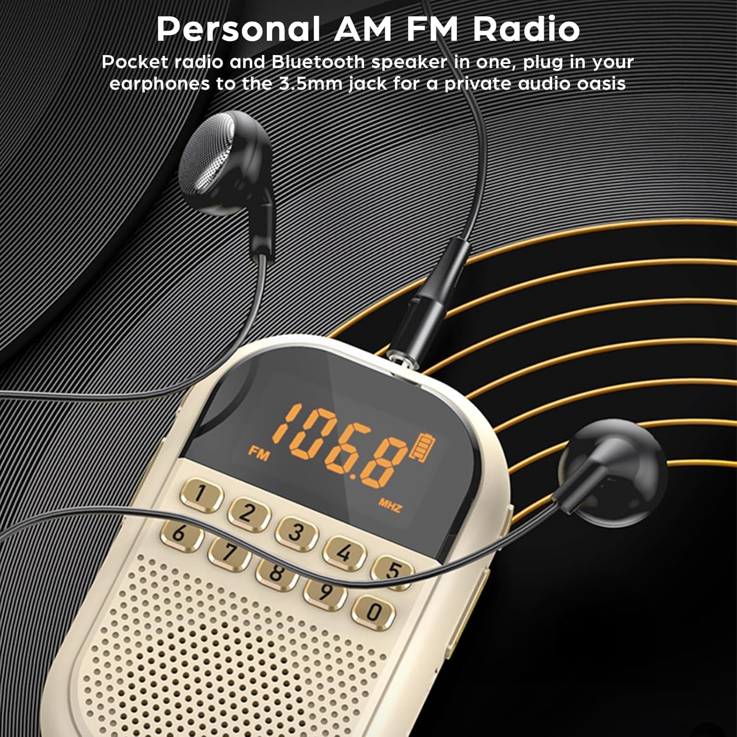 Radio with earphones plugged in