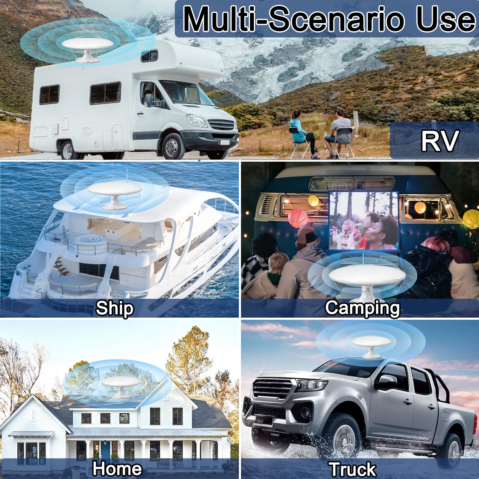 Antenna TV esterna, Freeview HD RV TV, antenna omnidirezionale a lungo raggio a 720°, antenna per ricezione Smart TV, per caravan/camper/camper/yacht/soffitta
