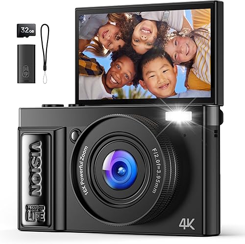 Cámara digital 4K: cámaras de 64MP para fotografía vlogging - Cámara fotográfica con zoom 16X Regalos para adolescentes de 8 9 10 11 12 13 14 15 16