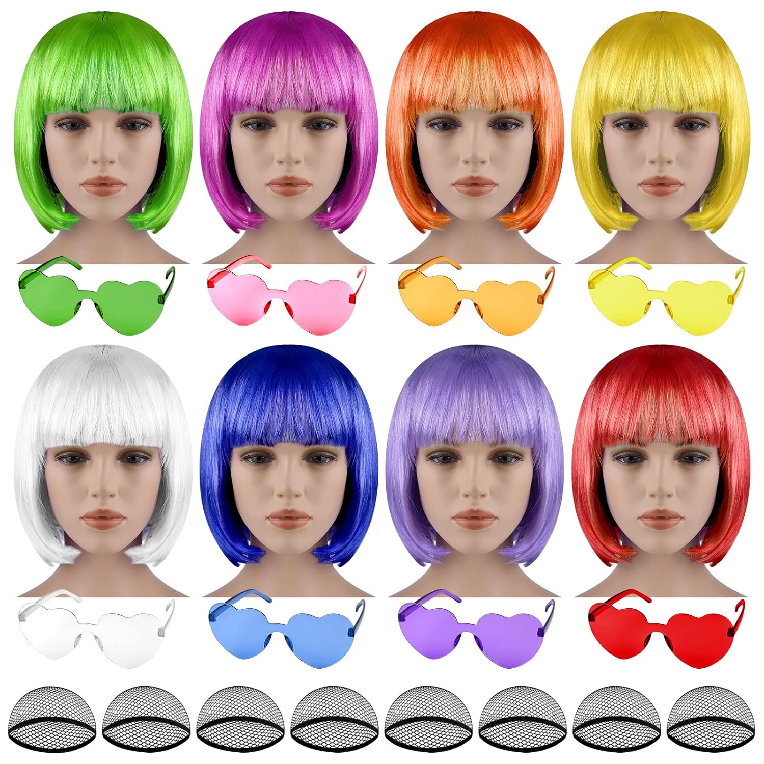 Bouiexye 24 Pieces Short Bob Hair Wigs Party Wigs and