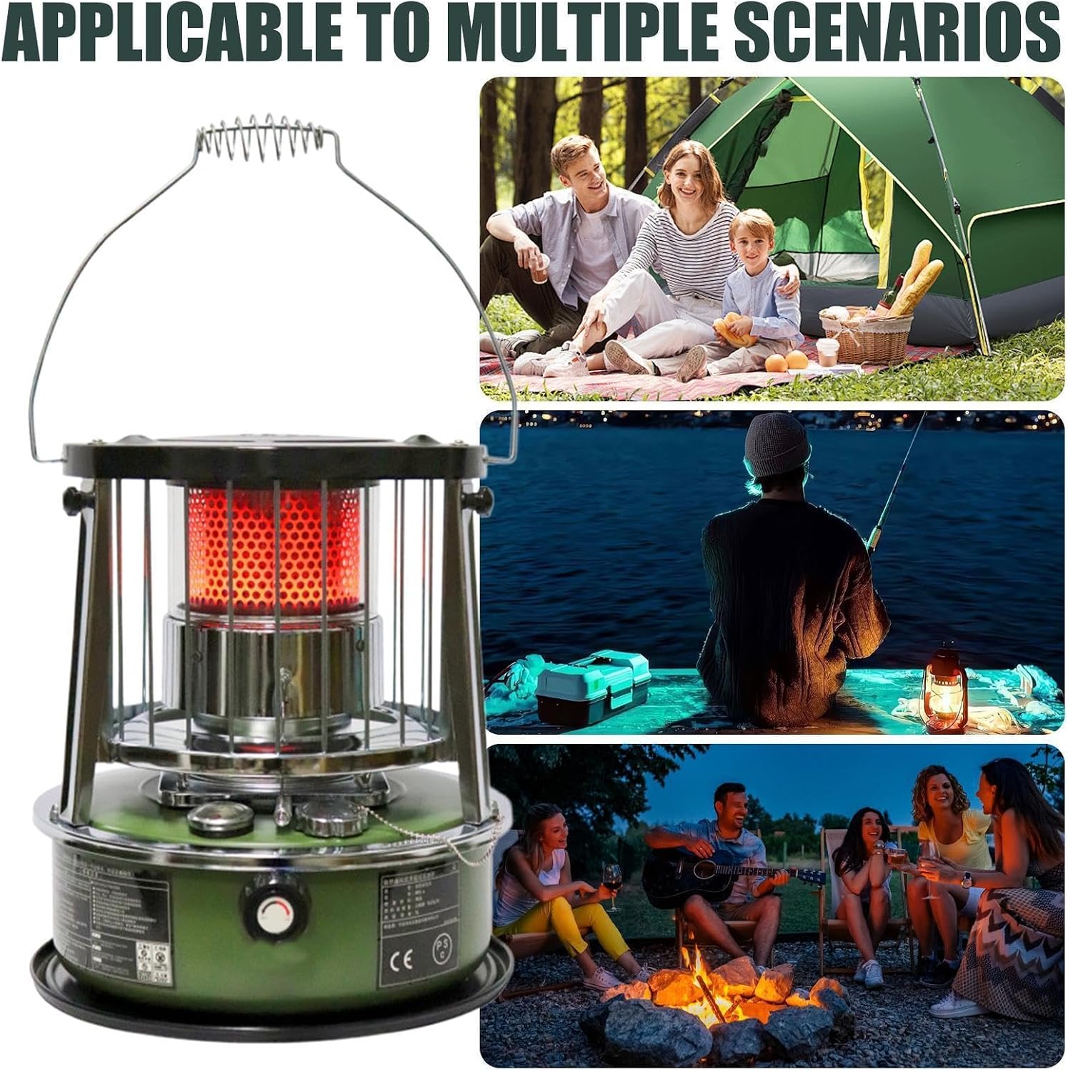 Kerosene Heater Stove, Portable Heating Adjustable Camping, Height Adjustable Camping Heater for Space Room Bathroom Shop Garage Outdoor Patio Indoor Fishing with Sturdy Build for Daily Use