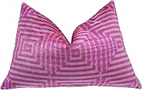 Vista 9 de Cojín decorativo hecho a mano con funda de cojín rellena, patrón de laberinto rosa, funda de cojín lumbar de seda de terciopelo suave para sala