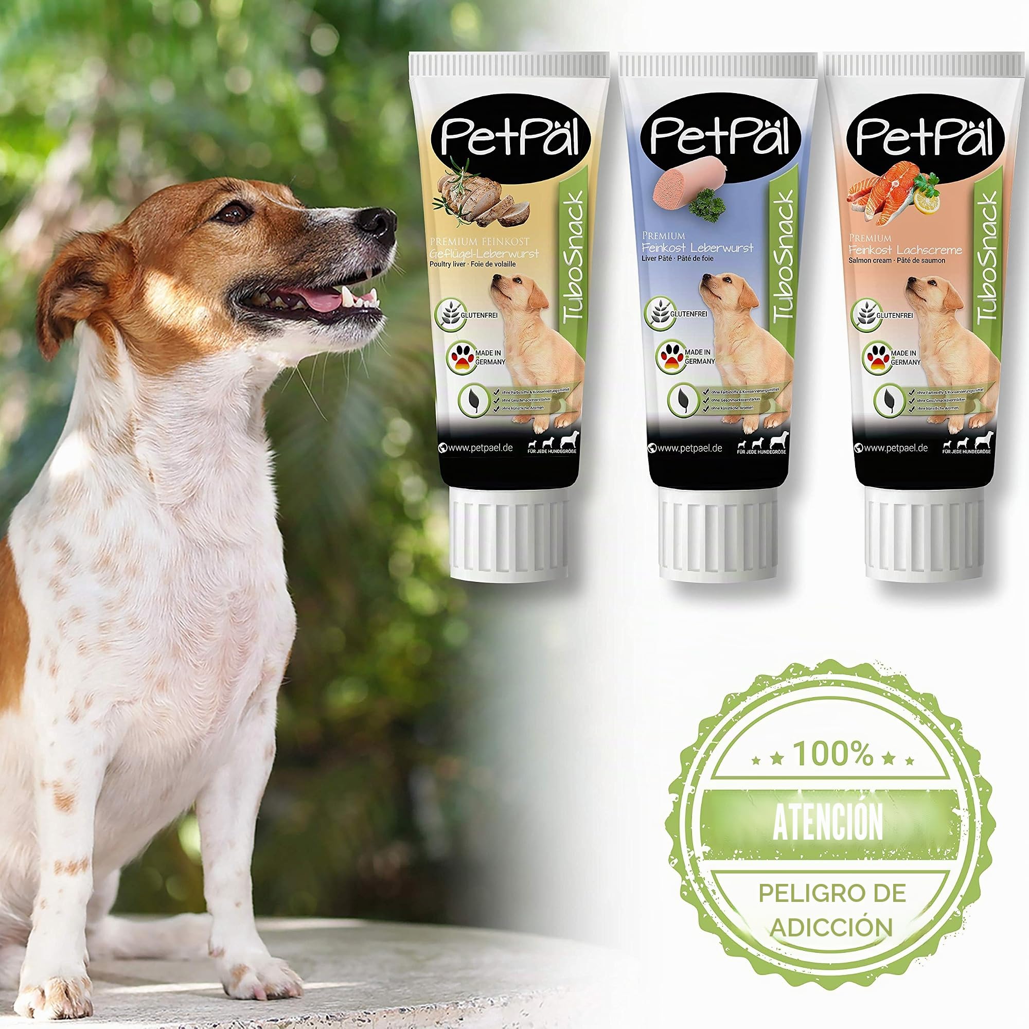 PetPäl Perros Salchicha Hígado “TuboSnack“ 12x 75g - Sin Cereales, Sal, Azúcar - Sabrosas, deliciosas, sanas y Naturales - Golosinas Tubo - Tratamiento Ideales para Cachorros - Fabricado en Alemania