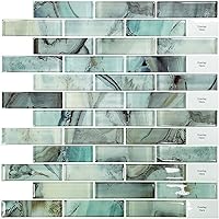 Vista 14 de YOFUN 10-Sheet Thicker Peel and Stick Back Kitchen Backsplash Marble Look Decorative Tiles 12"x12