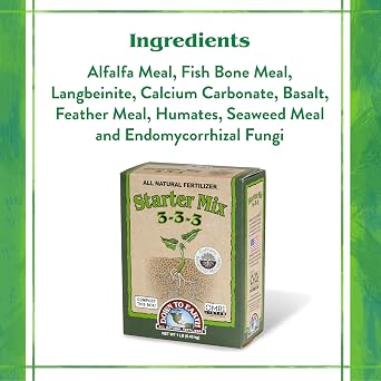 Down To Earth All Natural Fertilizers Organic Starter Mix - Plant Food for Starts, Transplants, New Gardens, Containers 3-3-3, 1 lb
