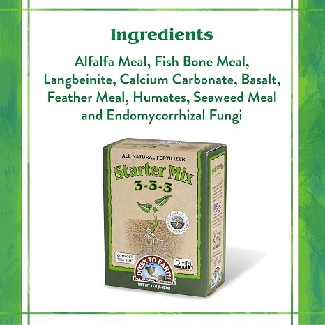 Down To Earth All Natural Fertilizers Organic Starter Mix - Plant Food for Starts, Transplants, New Gardens, Containers 3-3-3, 1 lb