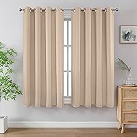 Vista 19 de Joydeco - Juego de 2 paneles de cortinas opacas de 63 pulgadas, 2 cortinas largas con aislamiento térmico burg, cortinas de oscurecimiento