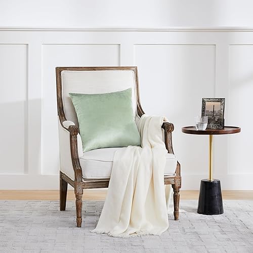 Vista 111 de GIGIZAZA - Juego de 2 fundas de almohada decorativas de 18 x 18 pulgadas, fundas de almohada cuadradas de terciopelo verde azulado pavo real