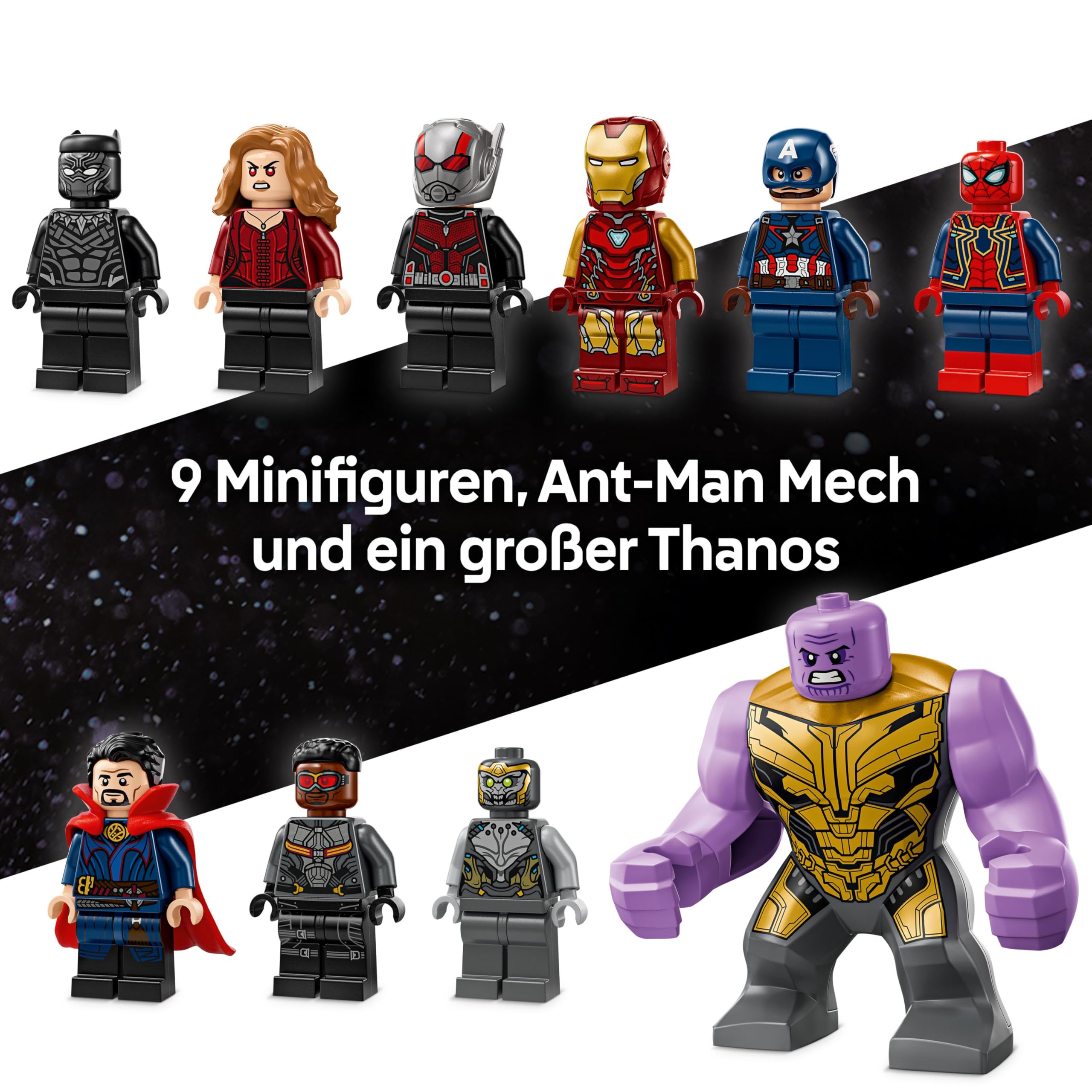 LEGO ǀ Marvel Avengers: Endgame Letzter Showdown - Bauspielzeug mit 10 Minifiguren, darunter Captain America, Iron Man, Black Panther & Dr. Strange - Kreatives Geschenk für Jungen und Mädchen 76323 | Bauspielzeug, Thanos Figur, Ant-Man Mech & 9 Minifigure
