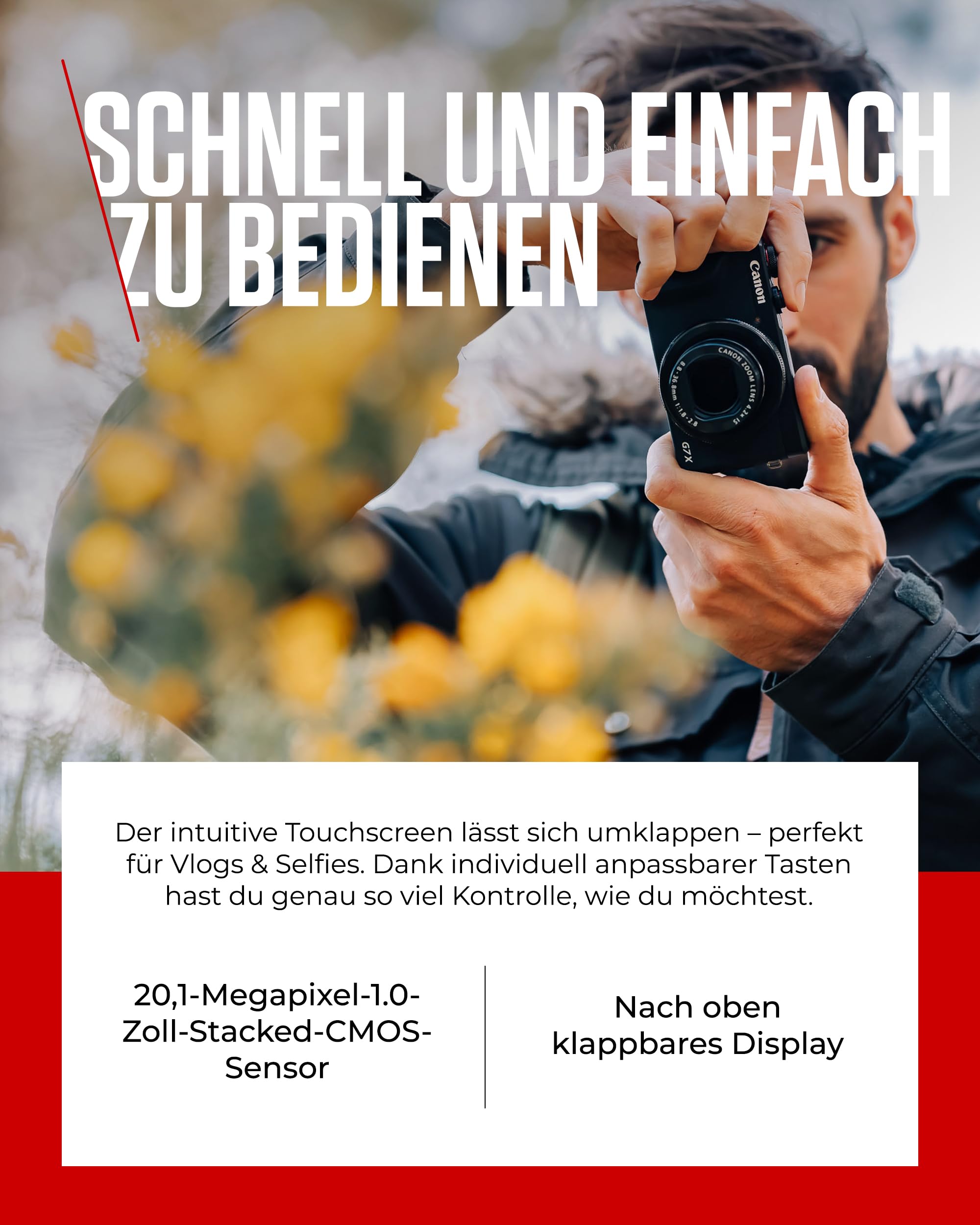 Canon PowerShot G7 X Mark III (Schwarz) – Kompakte Digitalkamera mit 1-Zoll-Sensor & 4K-Video – Ideal bei wenig Licht & auf Reisen – Mit WLAN & Bluetooth - Geliebt Für Kreatives Unterwegs