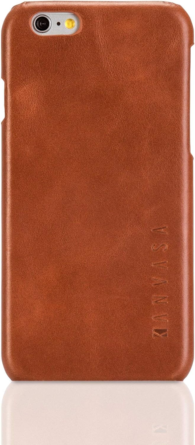 iPhone 6 / 6s Leather Case Back Cover Brown - KANVASA One Ultra Thin Case for iPhone 6 / 6s (4.7 inch) - Luxury Pouch Made from Real Genuine Leather - Optimal Protection & Premium Leather
