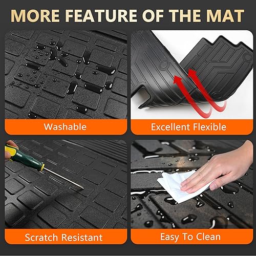 Miniatura 6 de powoq Alfombrilla de suelo compatible con Nissan Pathfinder 2022 2023 2024 con alfombrilla de respaldo, forro de carga de tercera fila de repuesto