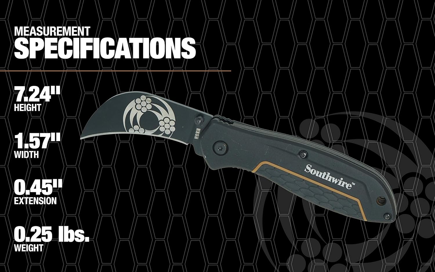 Southwire Folding Knife Hawkbill - Curved Blade for Pull Cuts & Splicing - Rugged Metal Body - Stainless Steel - Comfort Grip Handle - 2.6-Inch Blade