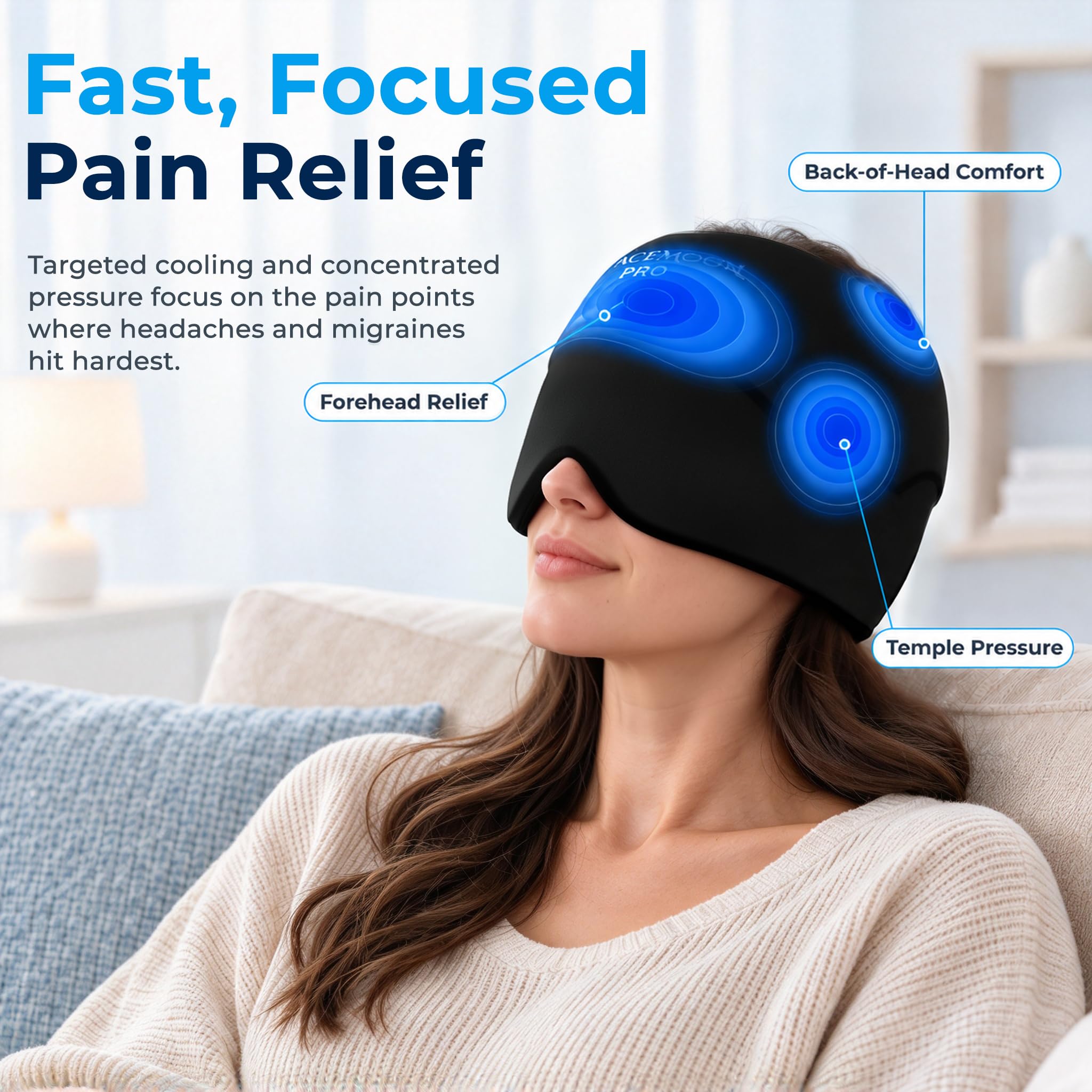 Migraine Relief Cap PRO: ContourRelief™ Extra Cooling Headache Hat Ice Pack — Amazon image 2