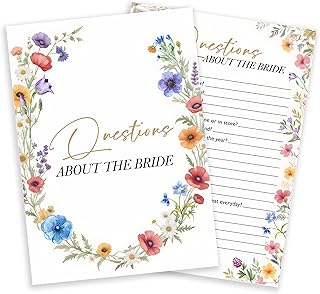 Wildflowers Wedding Games Cards, Questions About The Bride Games, Spring Flowers Theme Bridal Shower Game, Bachelorette Party Supplies Engagement Party Favors, Boho Bridal Shower Decorations -05
