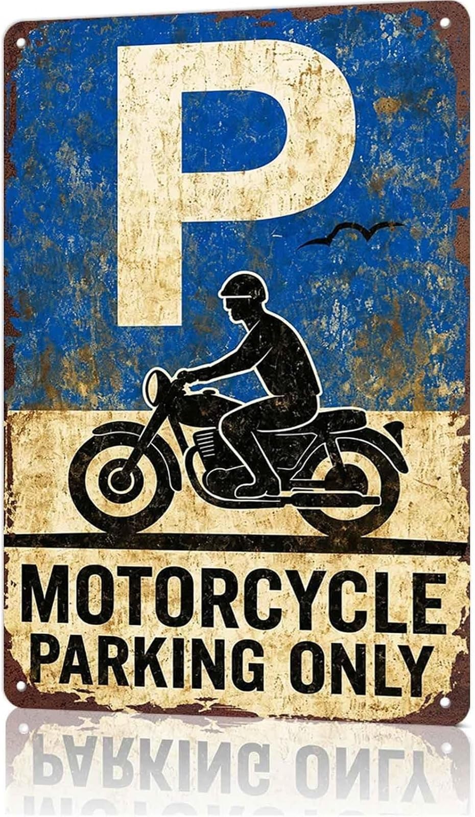 VWWJCCRO Motorcycle Parking Only Sign Aluminum Retro Humorous Garage Workshop Man Cave Wall Decor 8 X 12 in