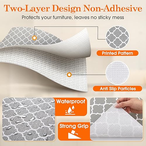 Miniatura 6 de COAVAS Revestimiento de estante para armarios y cajones antideslizante, sin adhesivo, forros de cajones para tocador, cocina, estantes, papel grueso