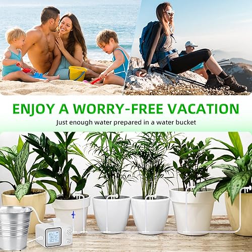 Miniatura 3 de Dispositivos automáticos de riego de plantas con temporizador de agua programable y pantalla LED, sistema automático de riego por goteo para 15