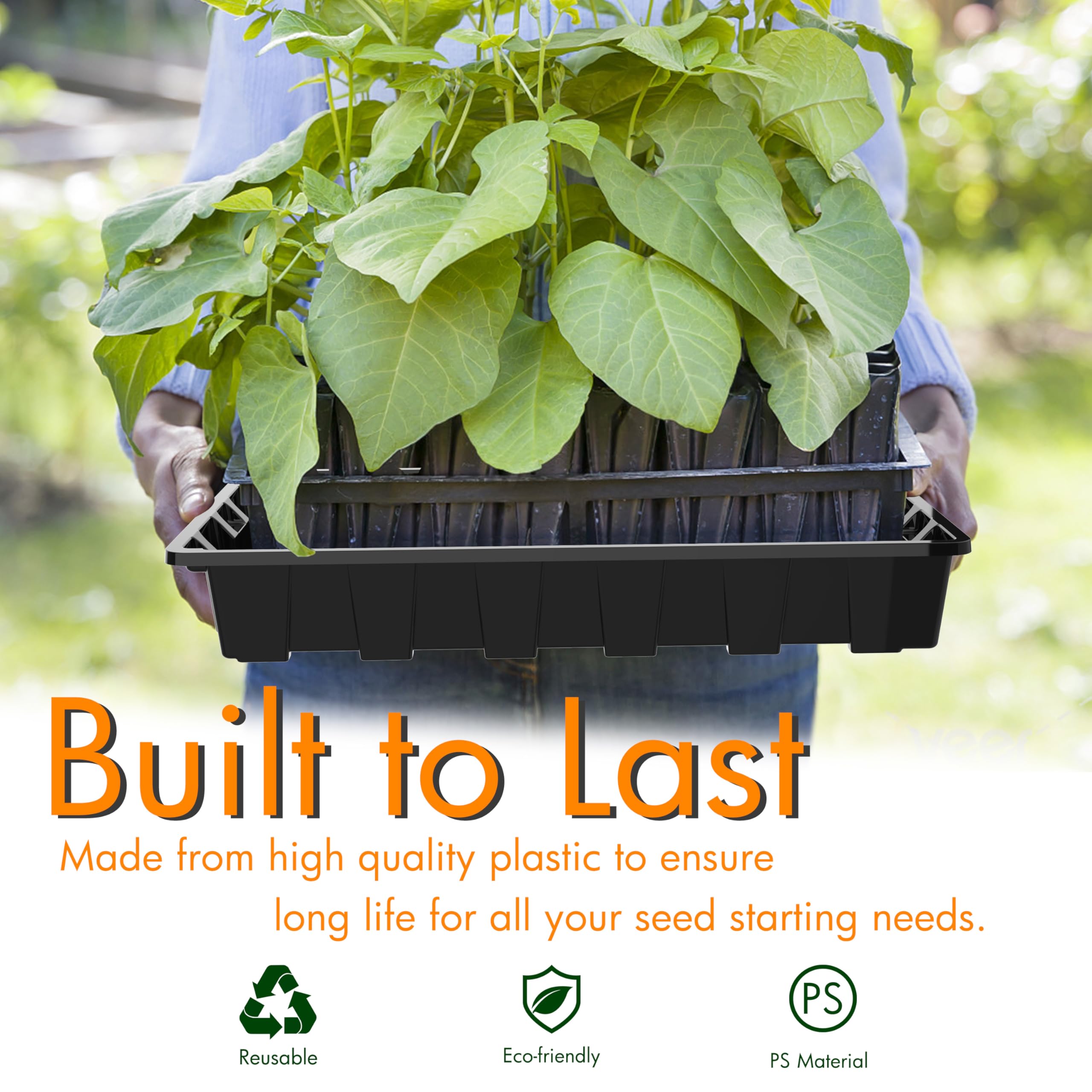 Gardzen Lot de 10 plateaux de semences, plateaux de culture réutilisables, parfaits pour le démarrage des graines, les microgreens, le jardinage d'intérieur et les pépinières de plantes en serre – Pas