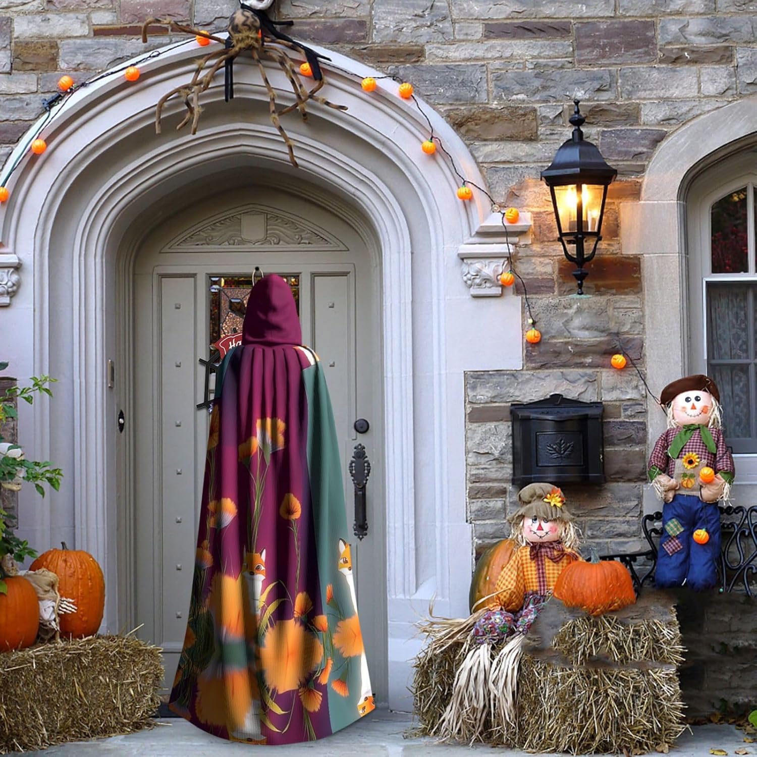 Colorful Fox City Unique Darkness Poncho Shawl - Customizable Wearable Blanket for Women, Perfect Halloween Costume Accessory, Knight, Akatsuki, and More