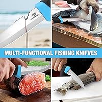 Vista 6 de Mossy Oak Cuchillo de pesca y cebo, filete de pescado de 4 pulgadas con funda protectora, hoja de acero inoxidable 5Cr15MoV afilada, mango