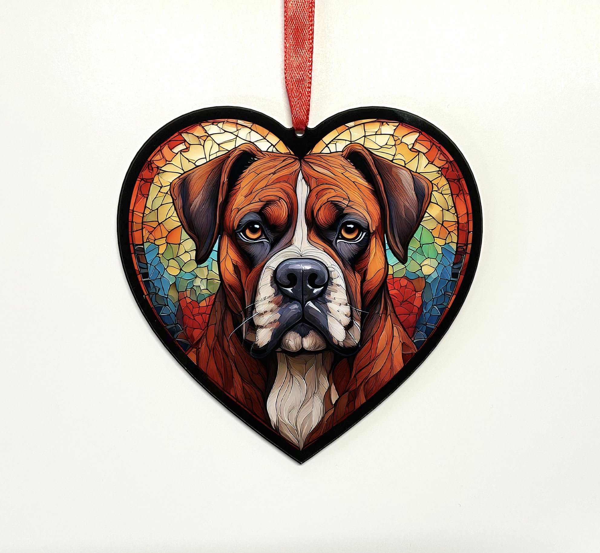 Boxer Heart Suncatcher - Memorial or Gift for Dog Lovers - 13cm